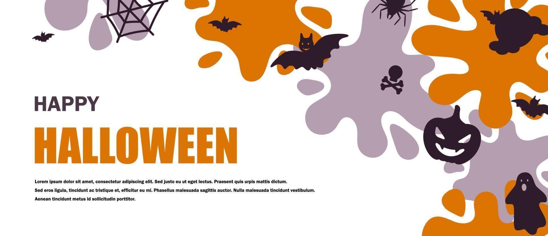 Halloween horizontal banner. Space for text. Vector illustration