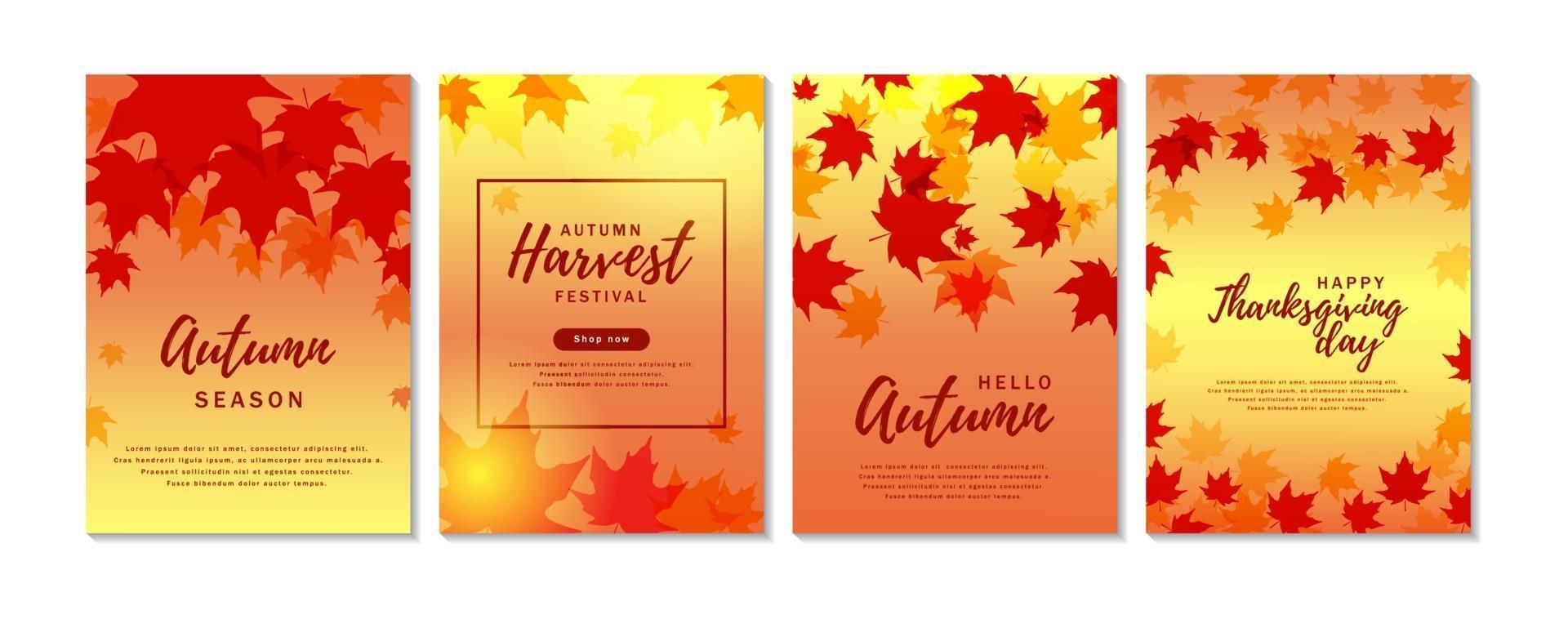 conjunto de pancartas verticales de otoño con hojas de arce vector