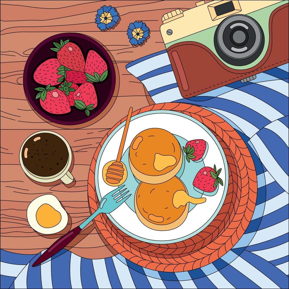 Coloring Breakfast Background vector