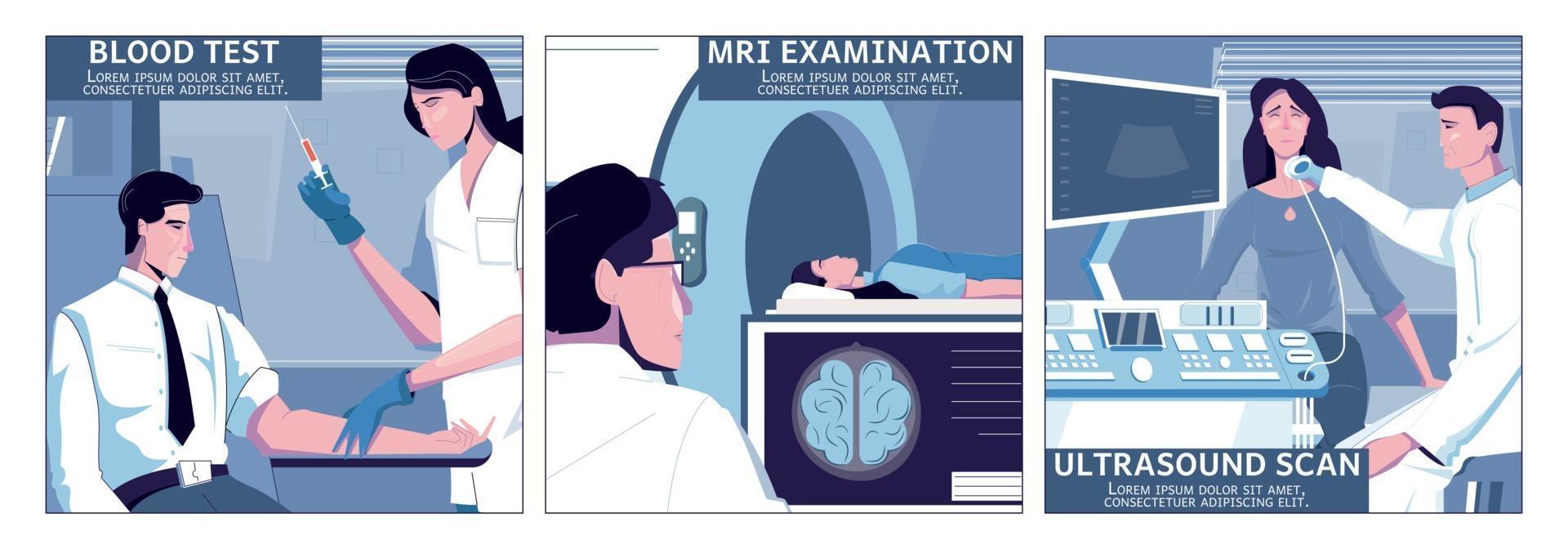 Medical Examination Square Compositions vector