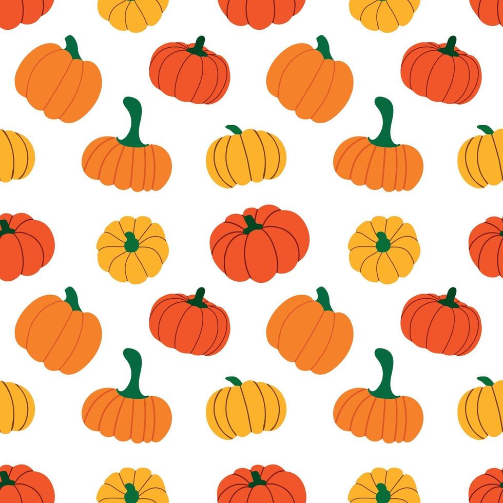 pattern with orange colored autumnal pumpkins vector