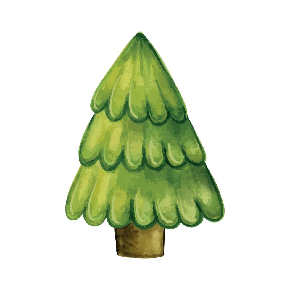 árbol de navidad tradicional. dibujado a mano ilustración de vector de acuarela