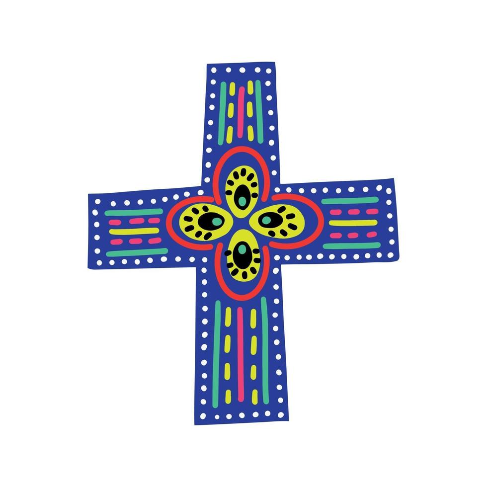 Cross, decorated with patterns. Design of the Day of the Dead vector