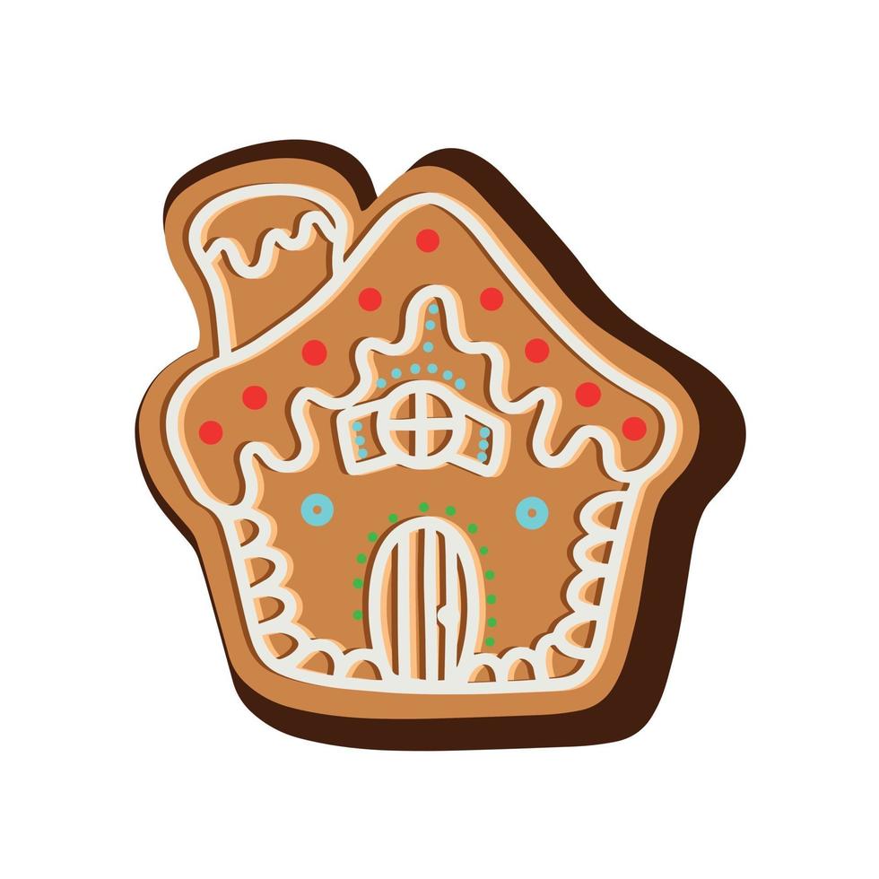 Galletas de jengibre navideñas en forma de casa. vector