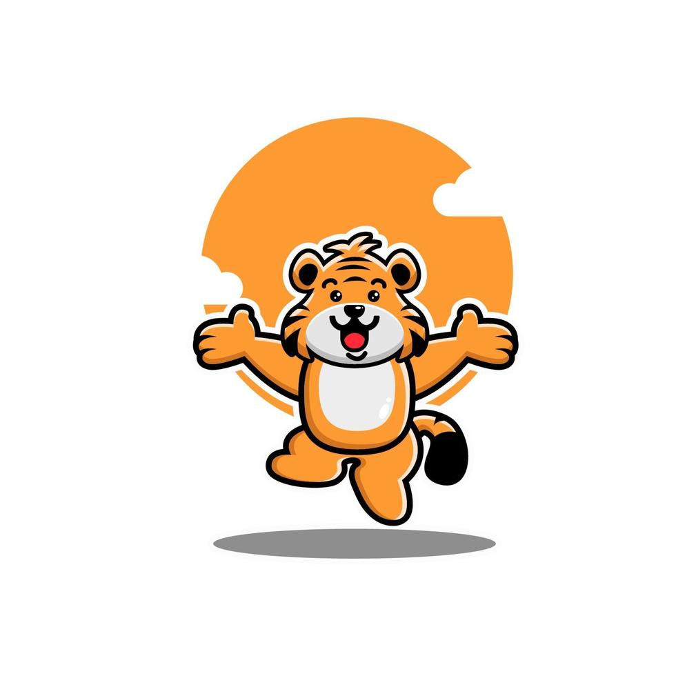 Cute tiger cartoon jumping vector