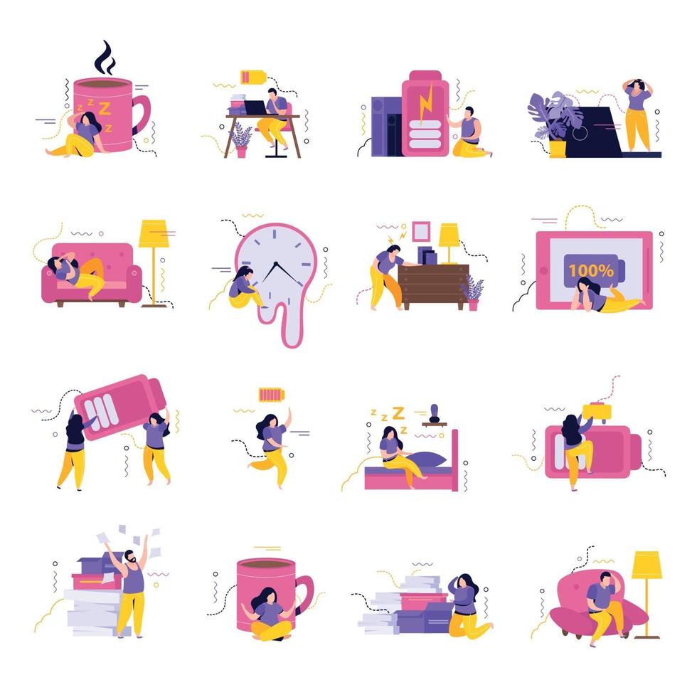 Low Energy People Icons Set vector