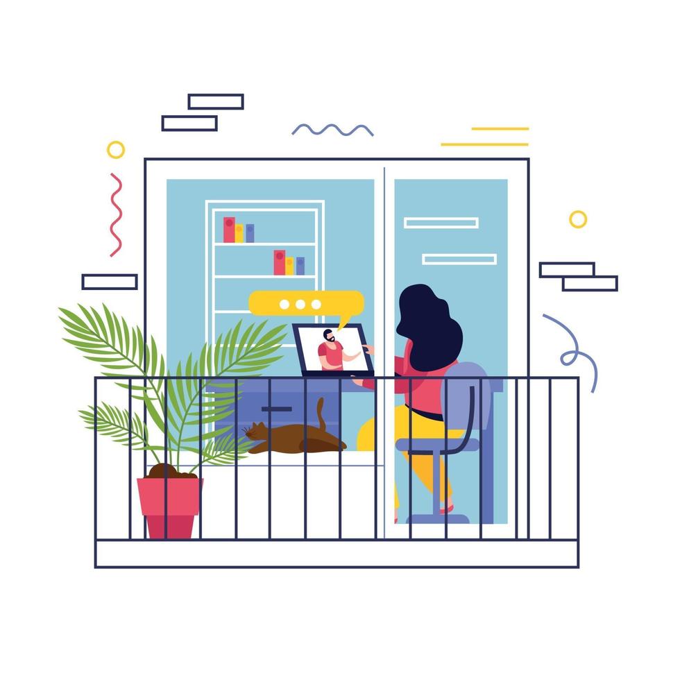Home Garden On Balcony Concept vector