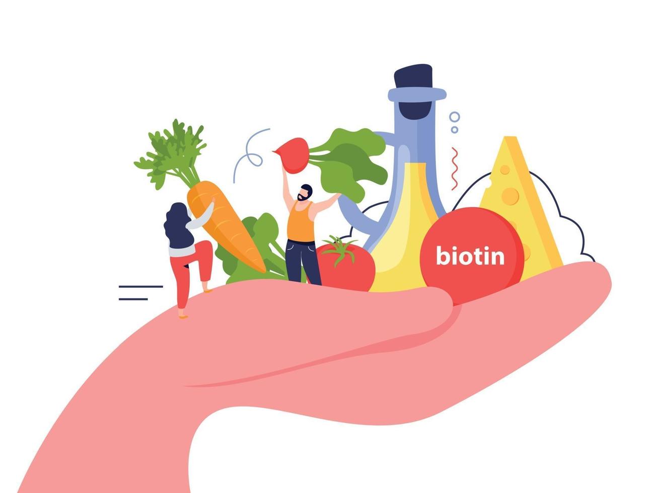 Vitamins In Products In Hand Concept vector
