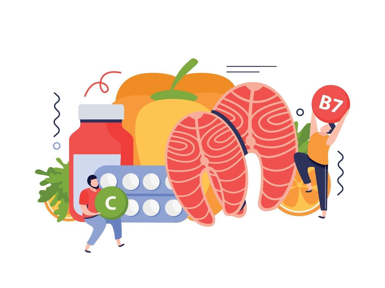 Vitamins In Food Concept vector