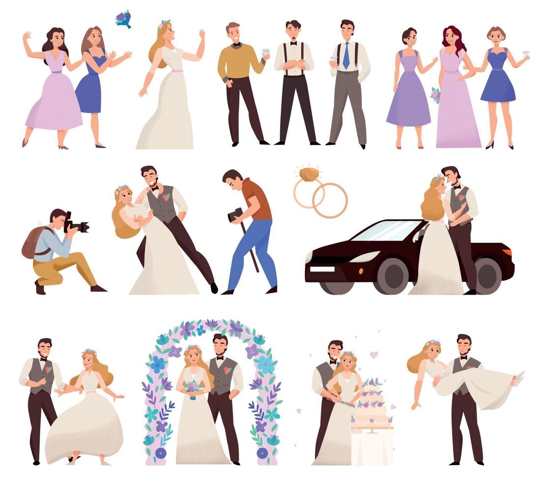 conjunto de día de la boda vector