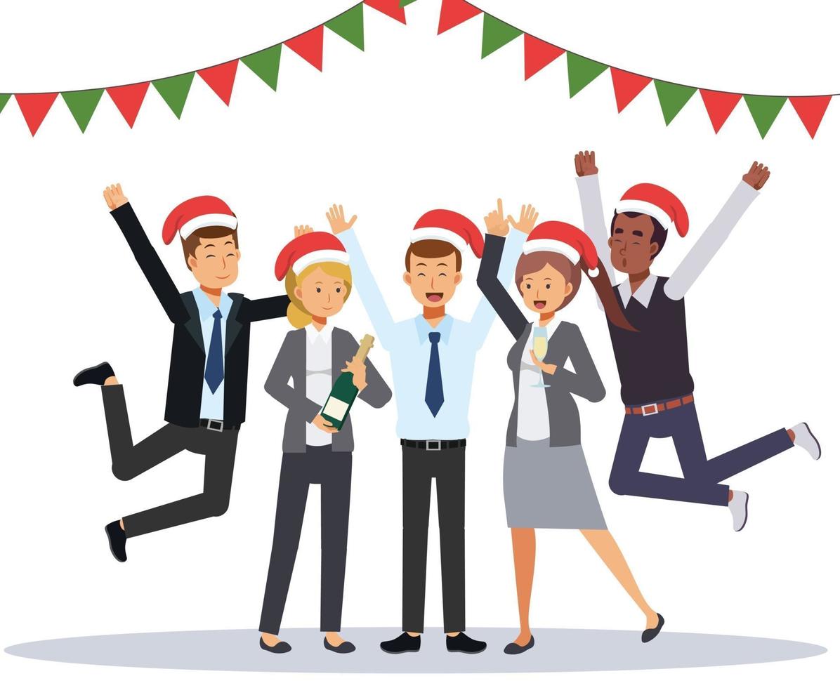 businessman and businesswoman are celebrating christmas party. vector