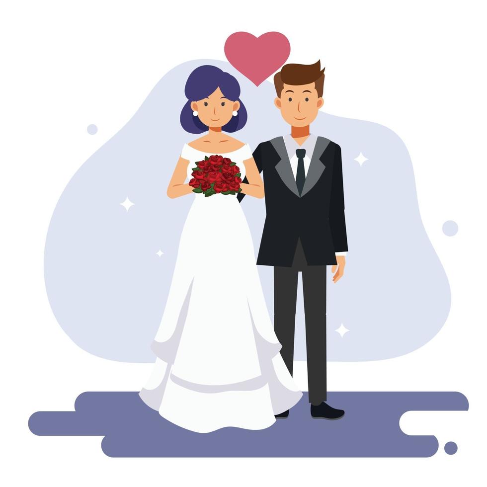 lindo matrimonio de pareja. novios, boda vector