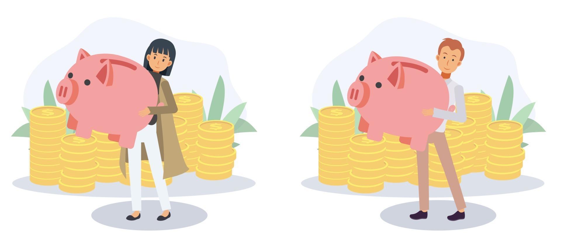 saving money.Economy and financial independence,saving money concept. vector