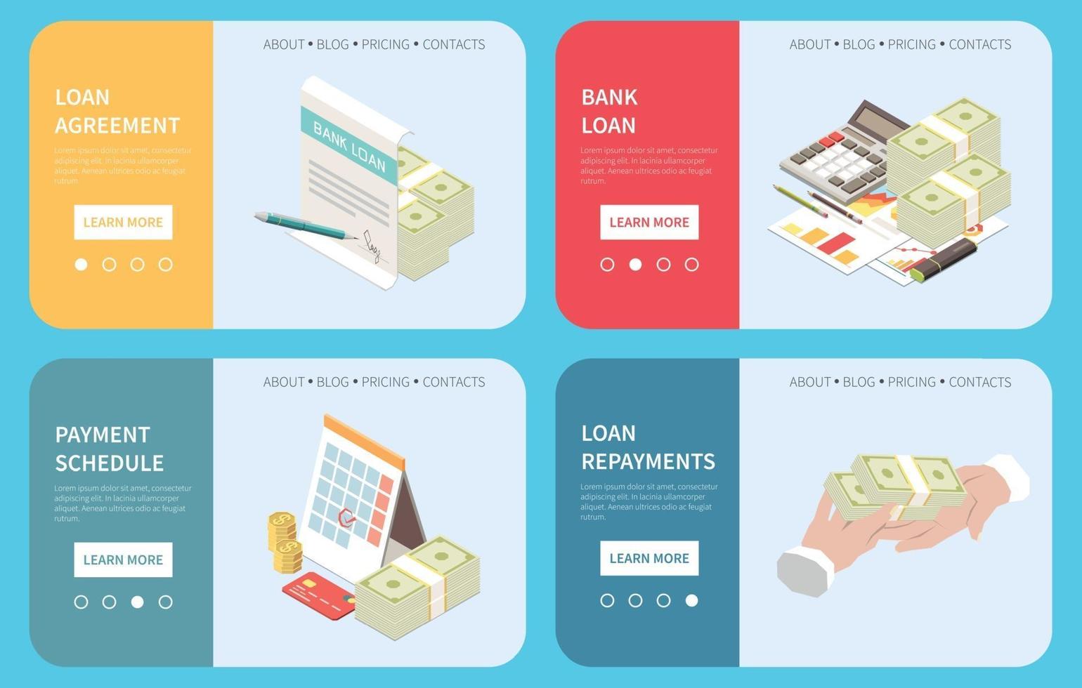 Bank Loan Online Isometric Concept vector