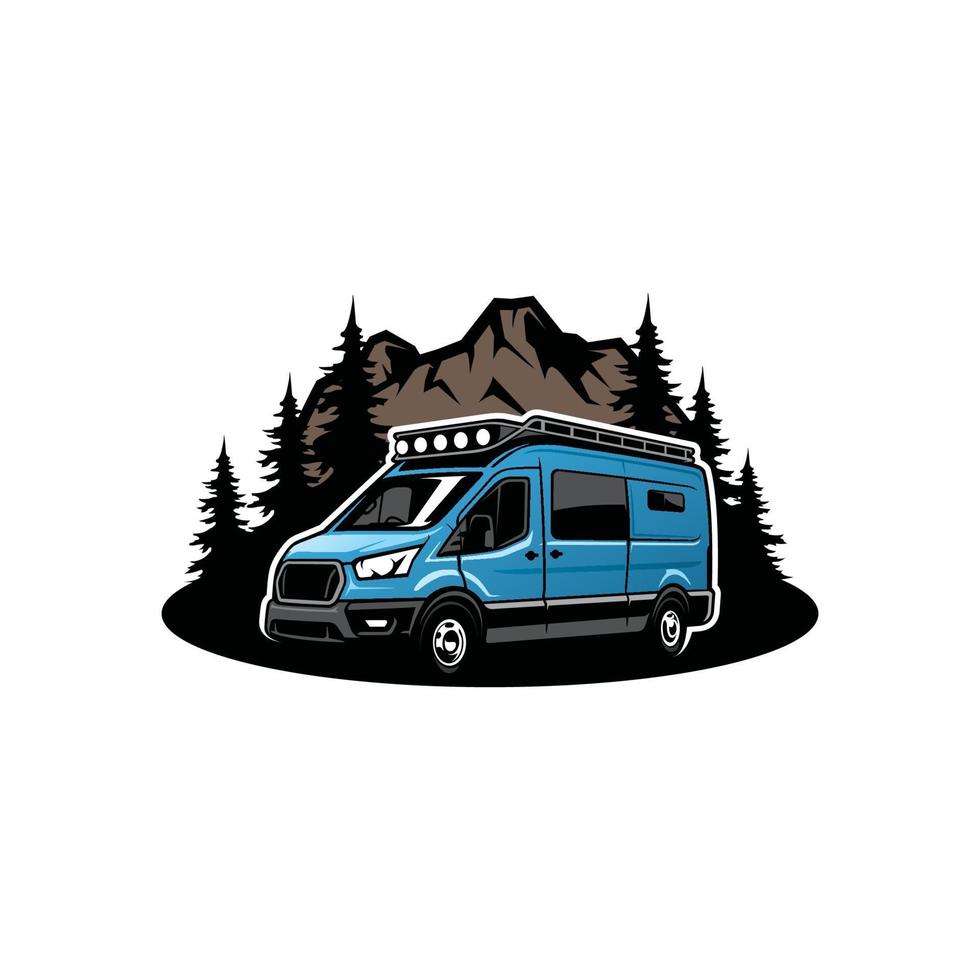 adventure camper van - motor home isolated vector