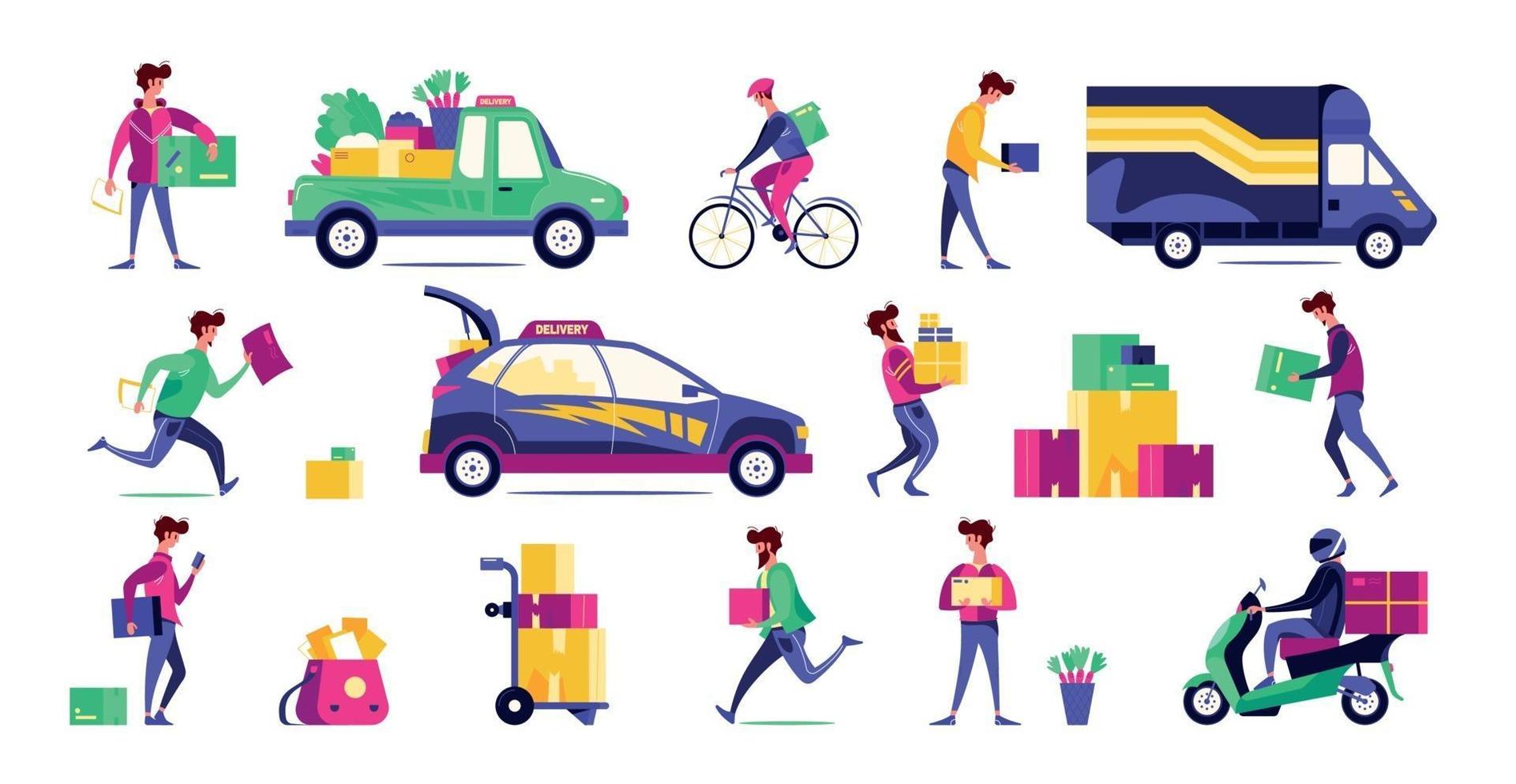 Delivery Colorful Set vector