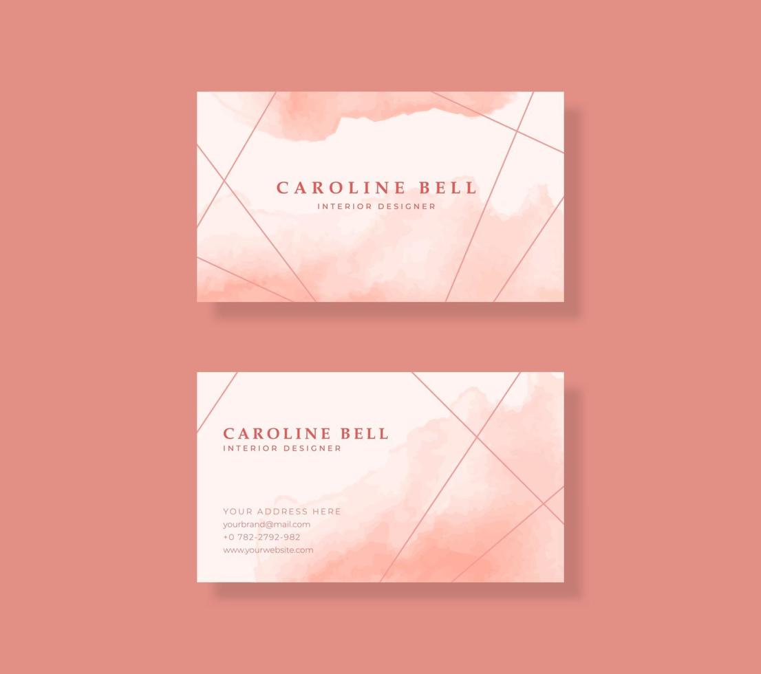 Sweet beautiful business card template with watercolor vector