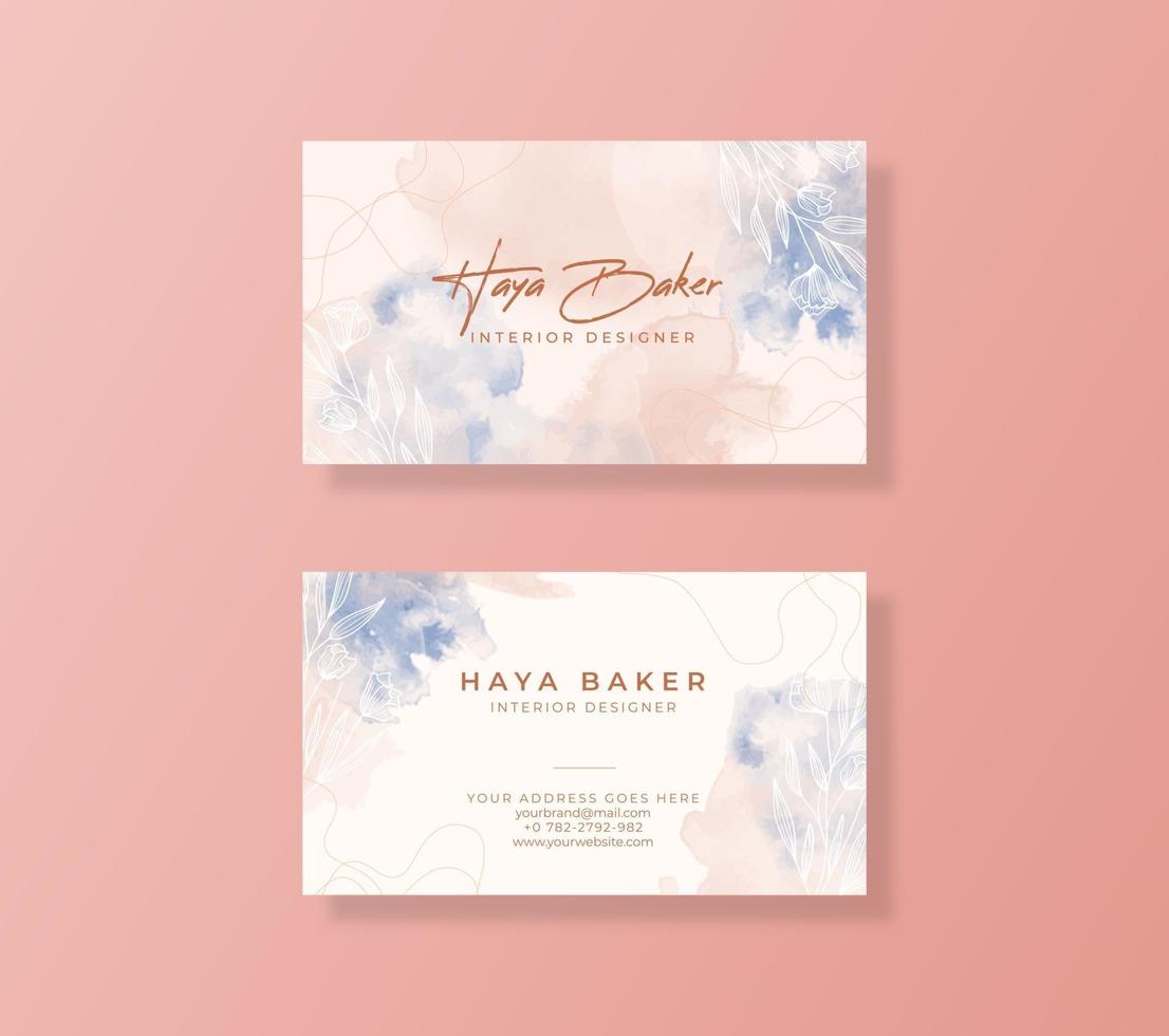 Beautiful business card template with watercolor vector