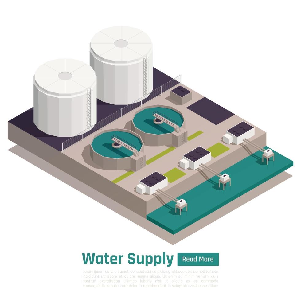 Water Supply Isometric Set vector