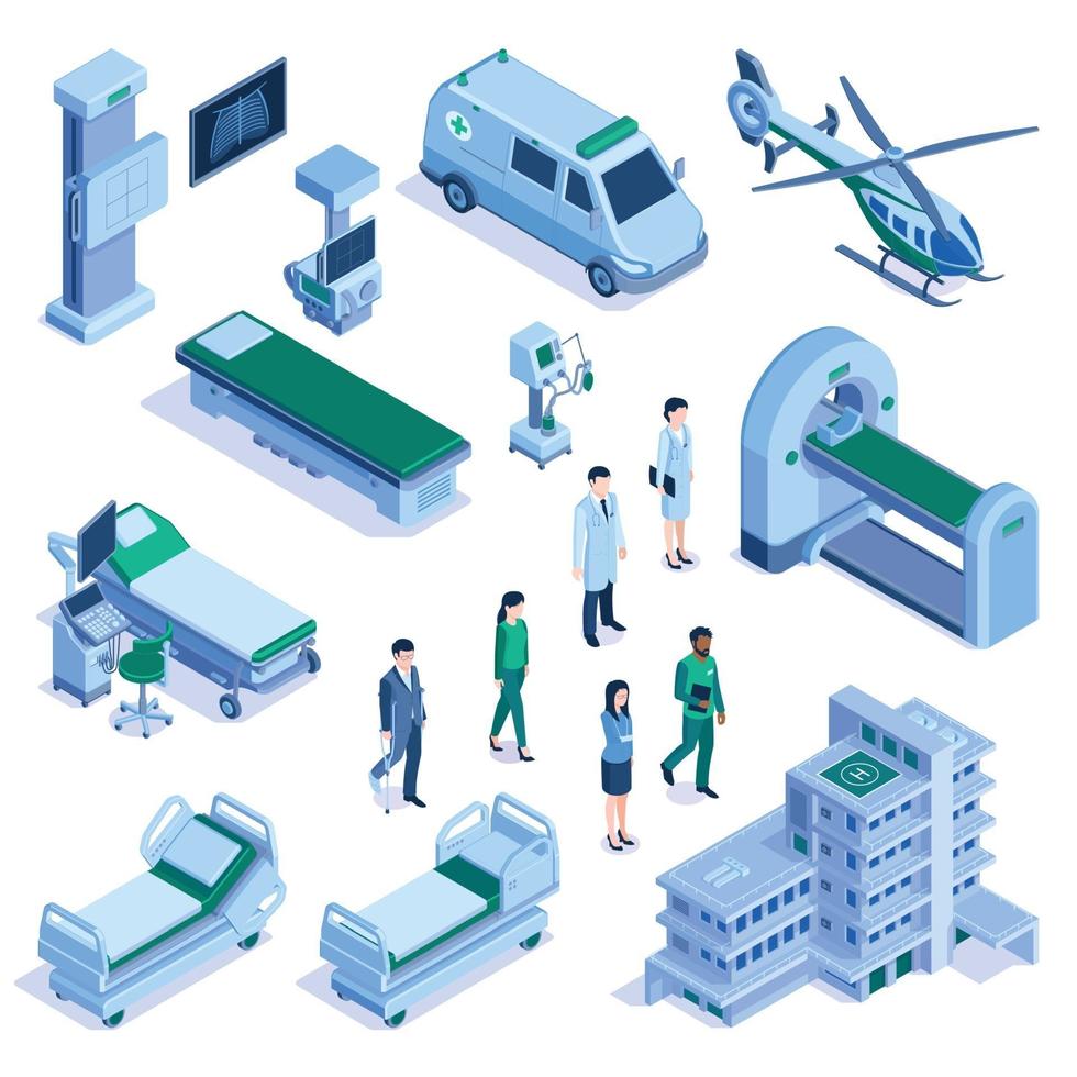 Hospital Isometric Set vector