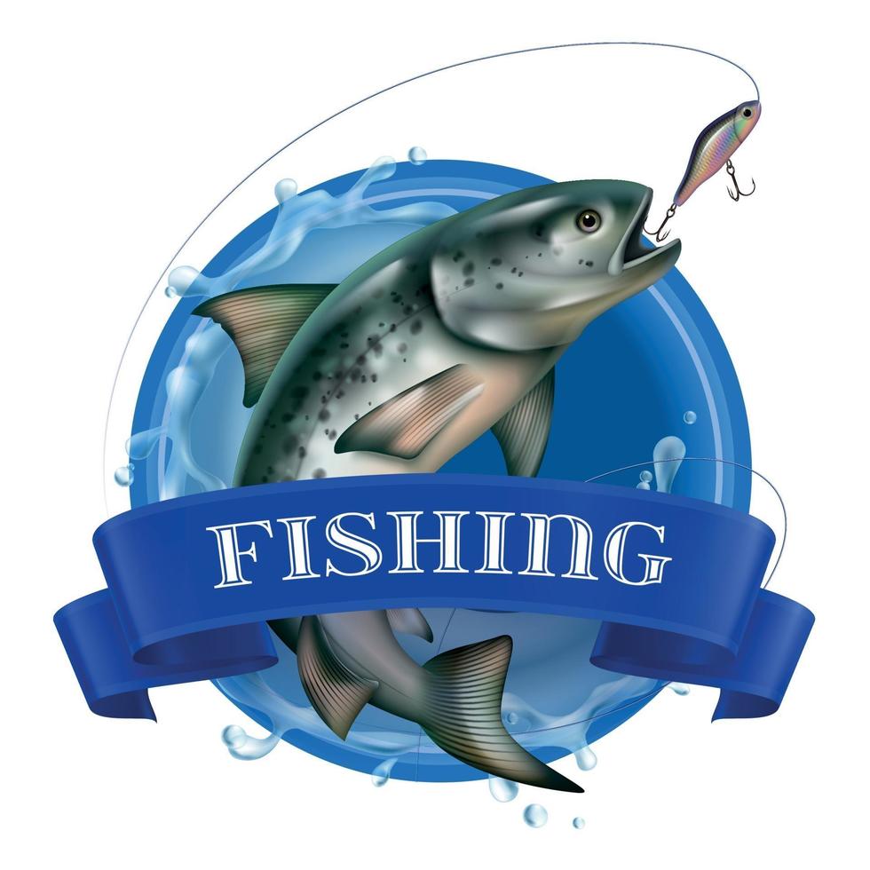 logo realista de pesca vector