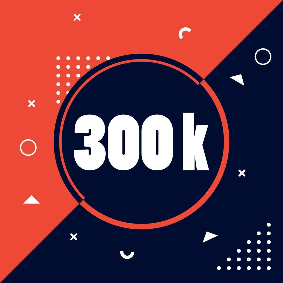 300k seguidores al estilo memphis vector