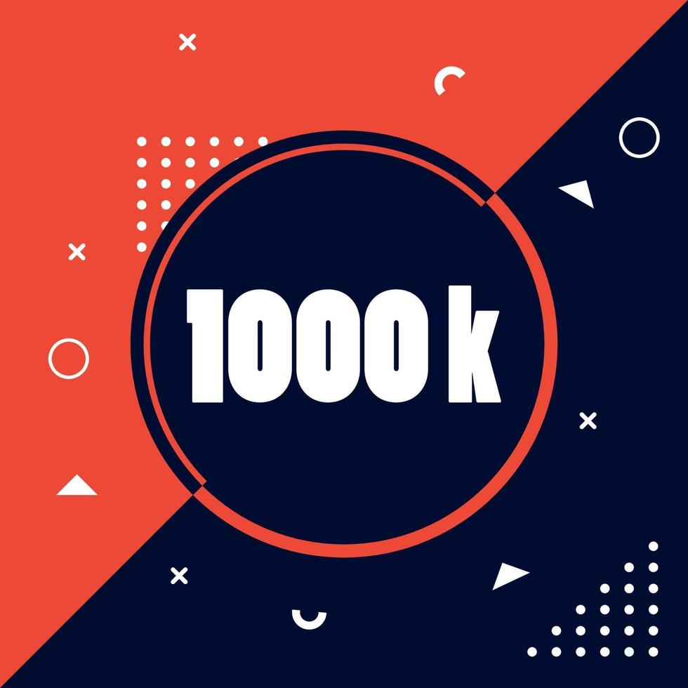 1000k seguidores al estilo memphis vector