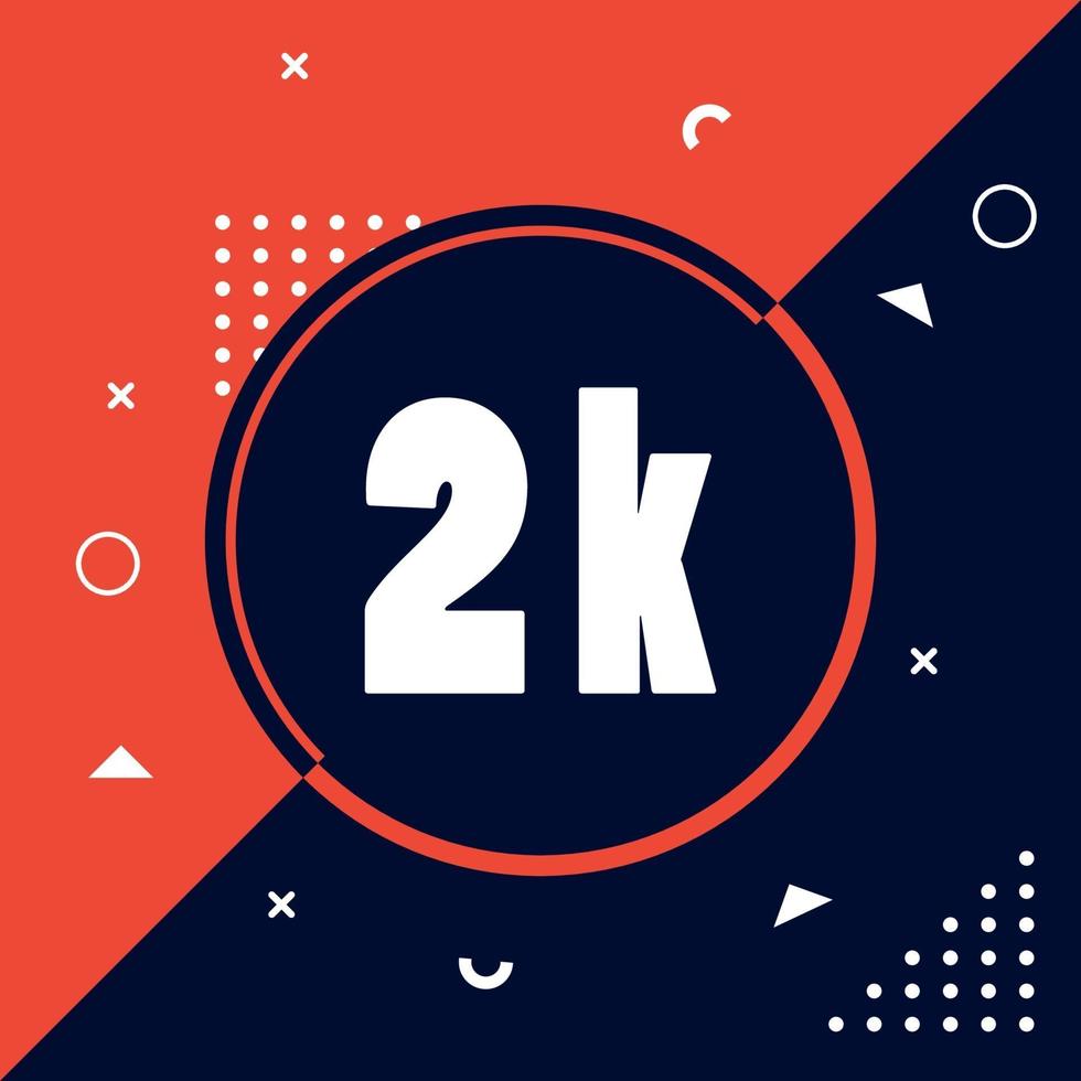 2k followers with memphis style vector