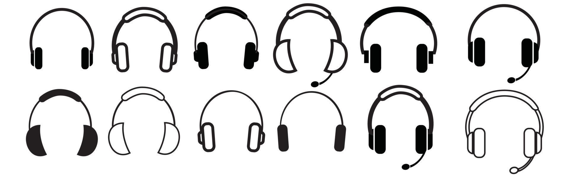 Headphones icons set. Vector illustration