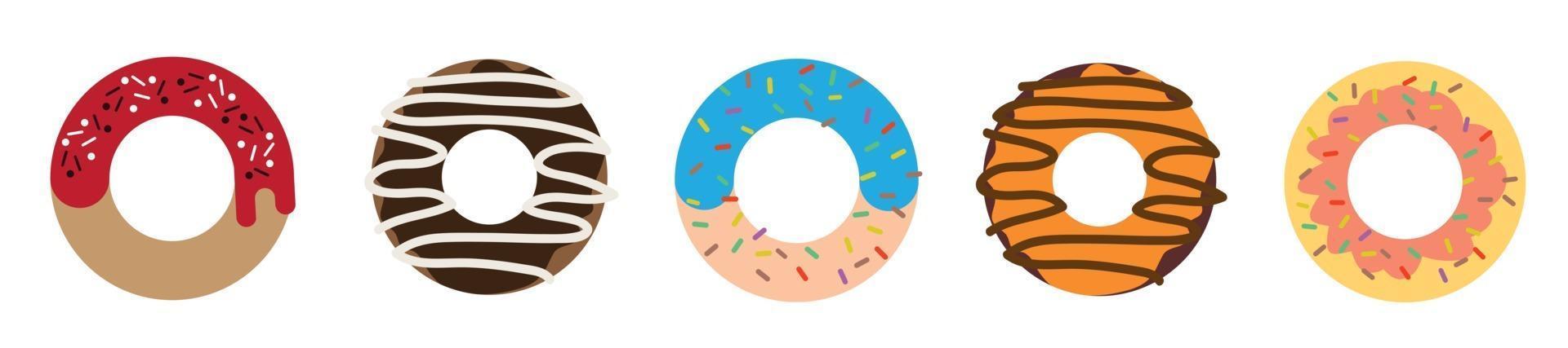 Donut vector set on a white background.