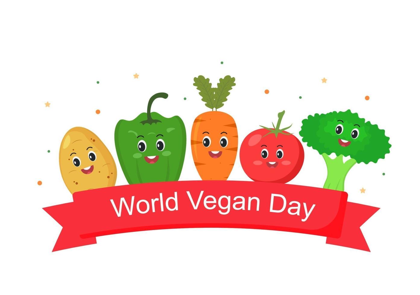 World Vegetarian Day and Vegetables or Fruits Vector Illustration