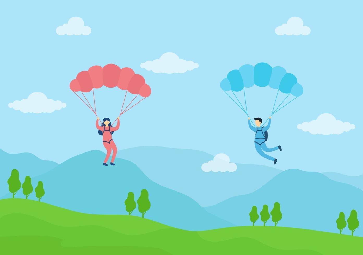 Skydive Sport of Outdoor Activity Recreation Using Parachute Vector