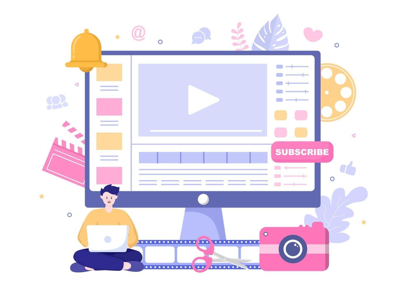 Content Creator Online Blogger Vector Illustration
