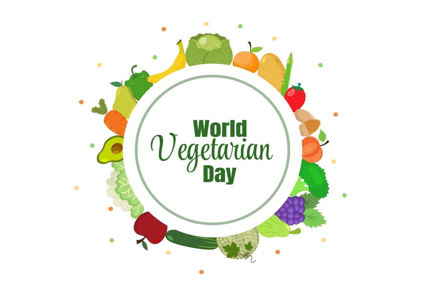 Ilustración de vector de día mundial del vegetariano y verduras o frutas