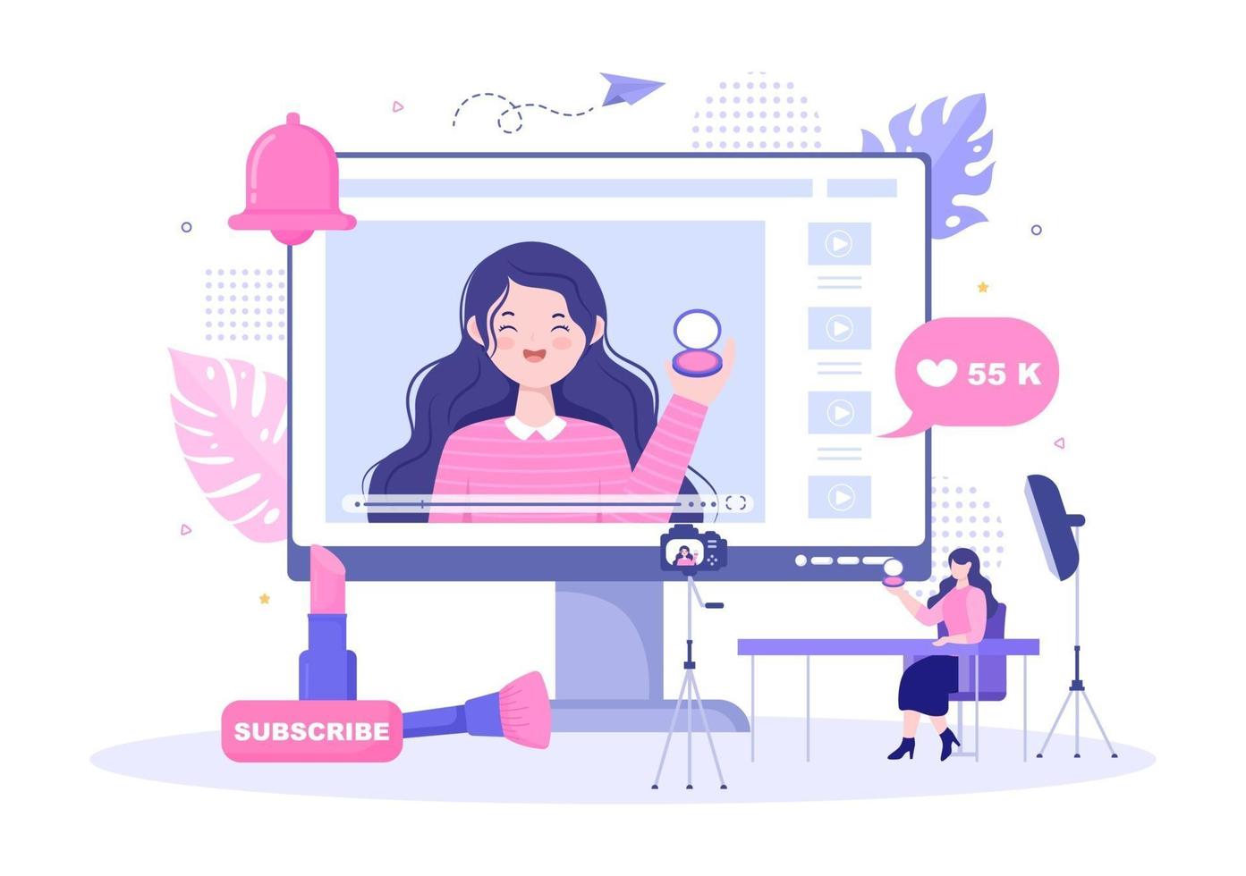 Content Creator Online Blogger Vector Illustration