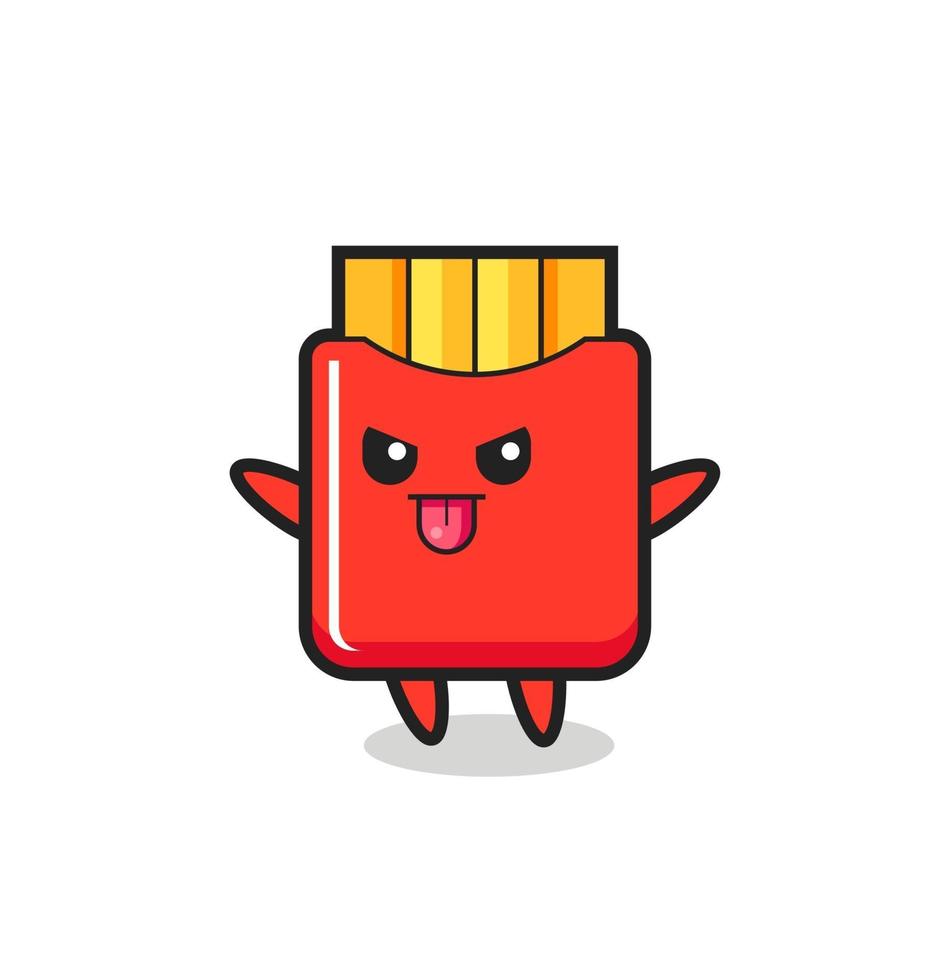 naughty french fries character in mocking pose vector