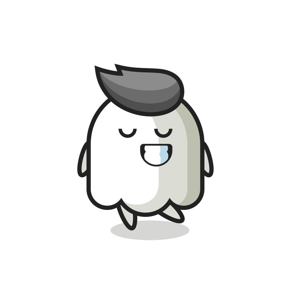 ghost cartoon illustration with a shy expression vector