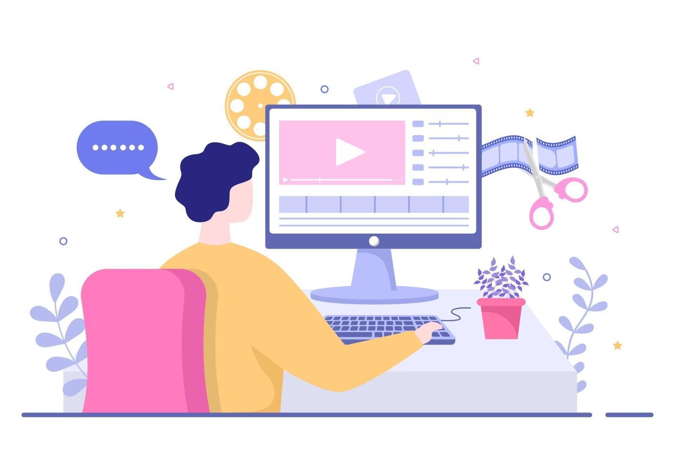 Content Creator Online Blogger Vector Illustration