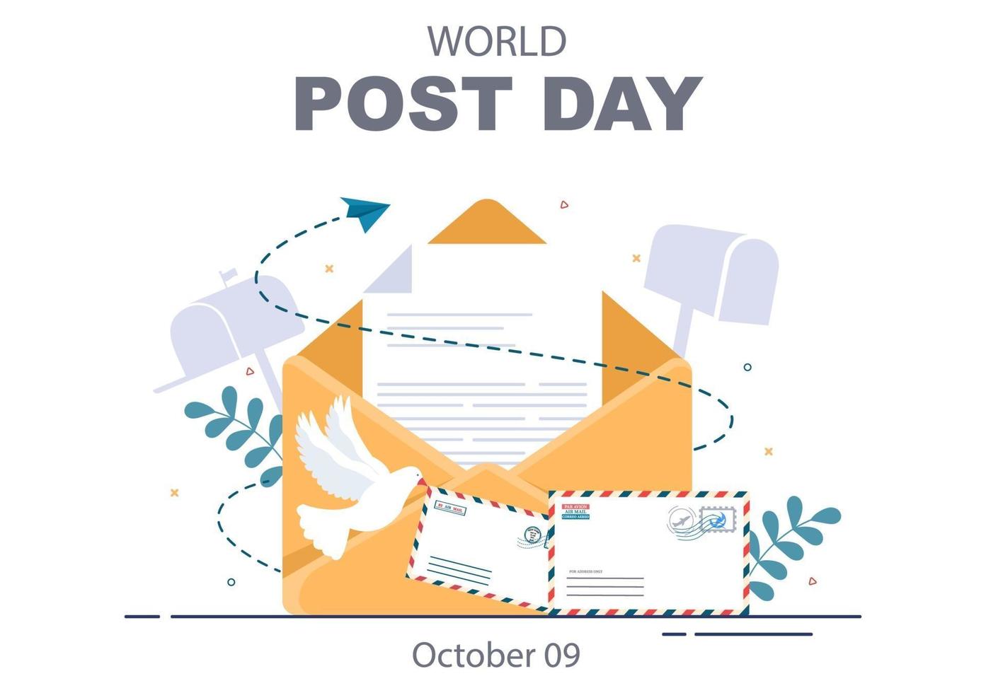 World Post Day Vector Illustration