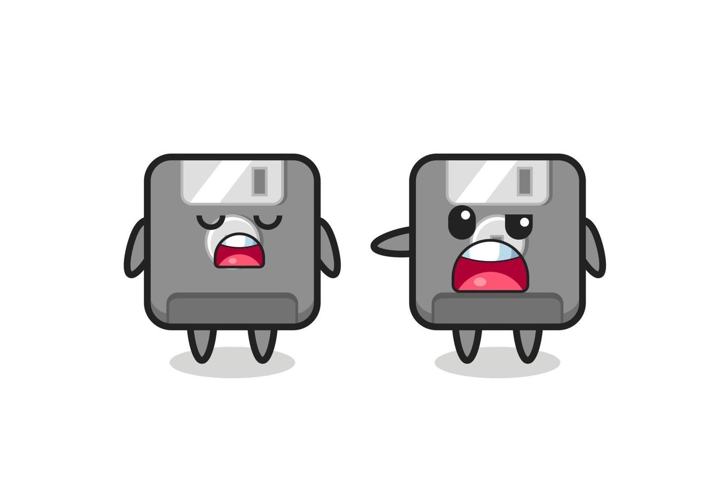 illustration of the argue between two cute floppy disk characters vector