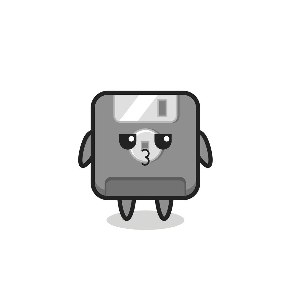 the bored expression of cute floppy disk characters vector