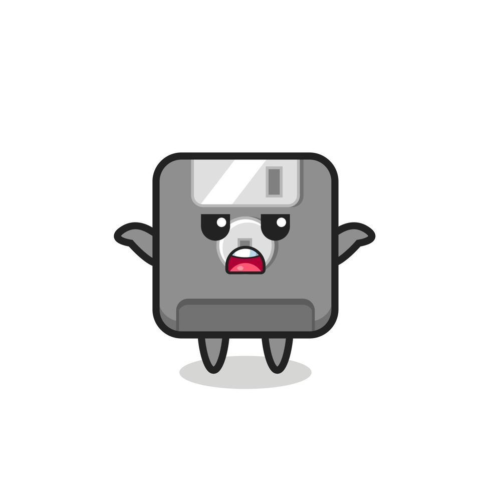 floppy disk mascot character saying I do not know vector