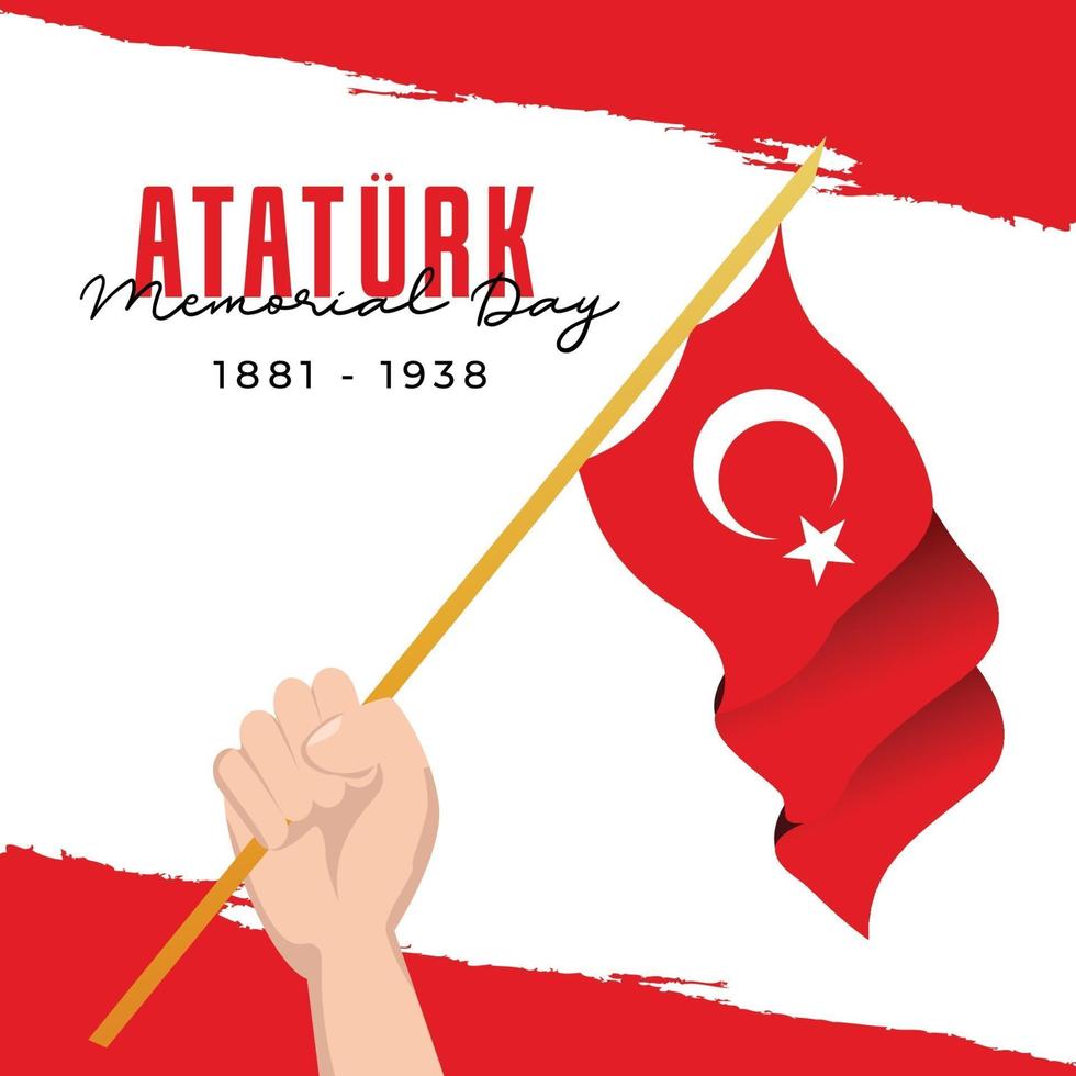Flat design ataturk memorial day banner template vector