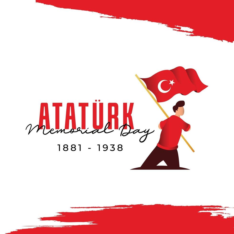 Flat design ataturk memorial day banner template vector