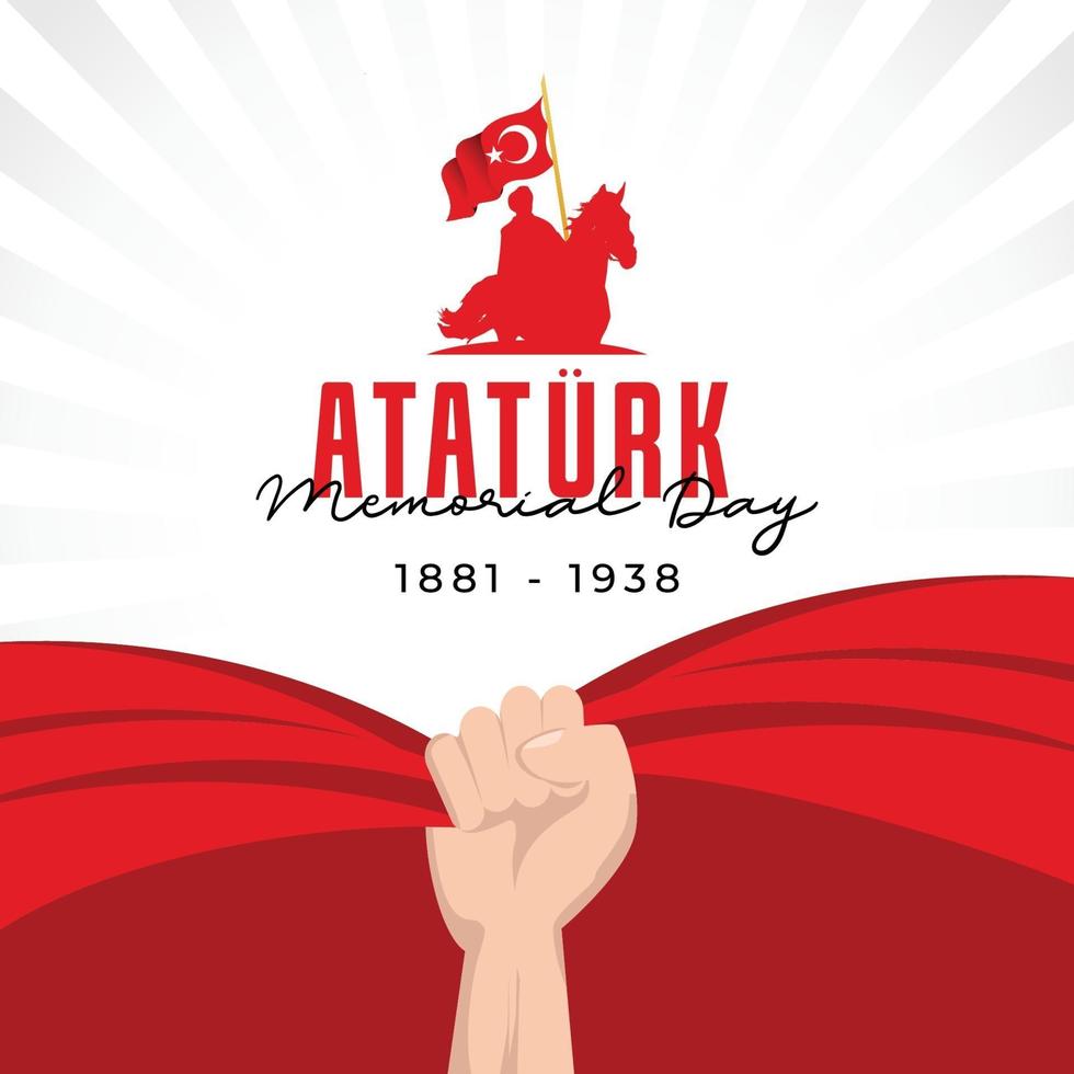Flat design ataturk memorial day banner template vector
