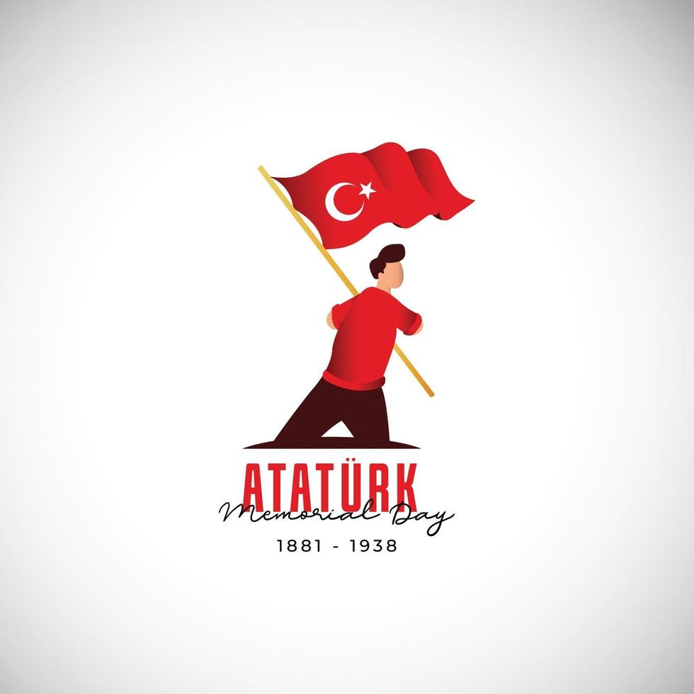 Flat design ataturk memorial day banner template vector