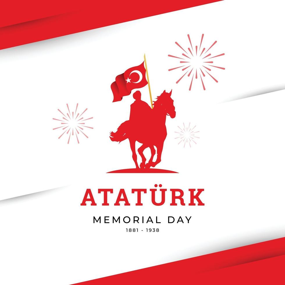 Flat design ataturk memorial day banner template vector