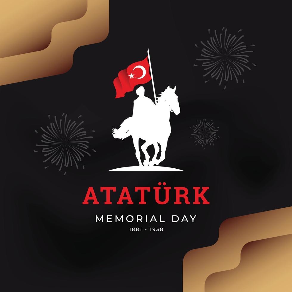 Flat design ataturk memorial day banner template vector