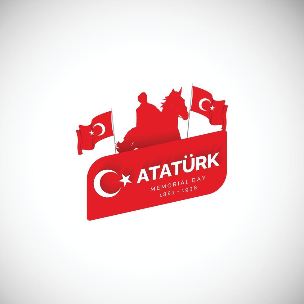 Flat design ataturk memorial day banner template vector