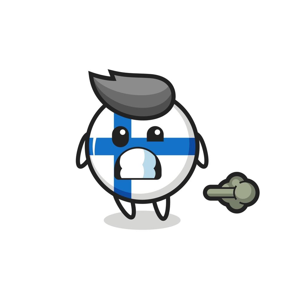 the illustration of the finland flag badge cartoon doing fart vector